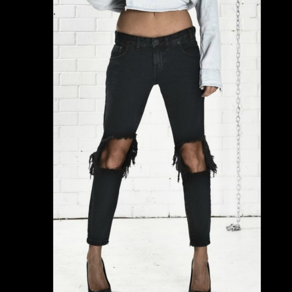 One Teaspoon Denim - One TEASPOON freebird distressed jeans black faded